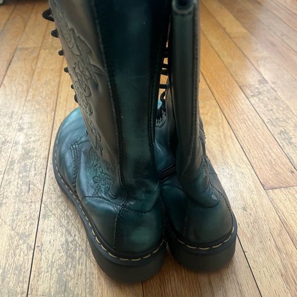 Dr martens Norah 1b99 14 eye 1914 teal green mid calf boots UK 6 US 8 - Picture 5 of 8